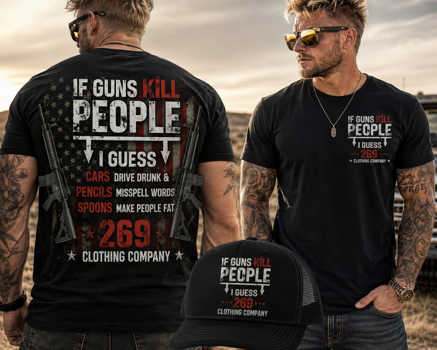 269 Clothing Company — Guns Kill People statement tee